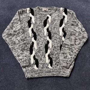 Vintage Brad Richards Sweater Mens Medium Gray Chunky Cable Knit Pullover‎ 80s